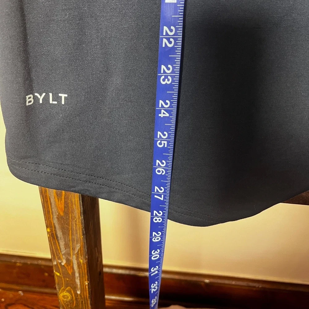 BYLT Premium Basics Signature Drop-Cut Long Sleeve Shirt Navy Blue Mens Small